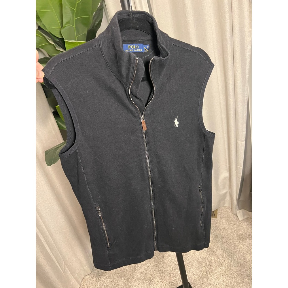 Polo Ralph Lauren Mens Full Zip Vest Black Mock Neck Pony Logo Small - Picture 2 of 4